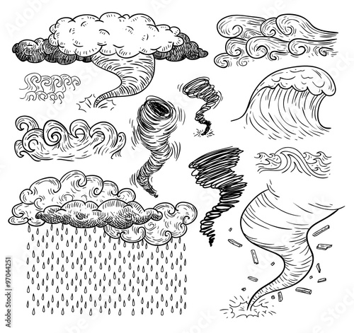 weather elements, tornado, vector illustration.