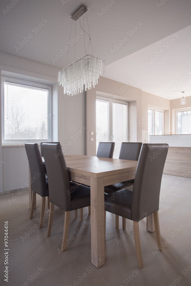 Fototapeta premium Crystal chandelier in dining room