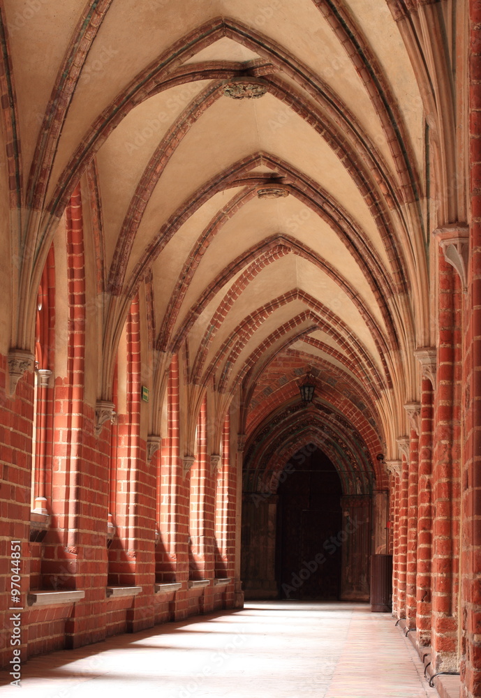 Gothic hall of the castle in Malbork.World Heritage List UNESCO. Poland