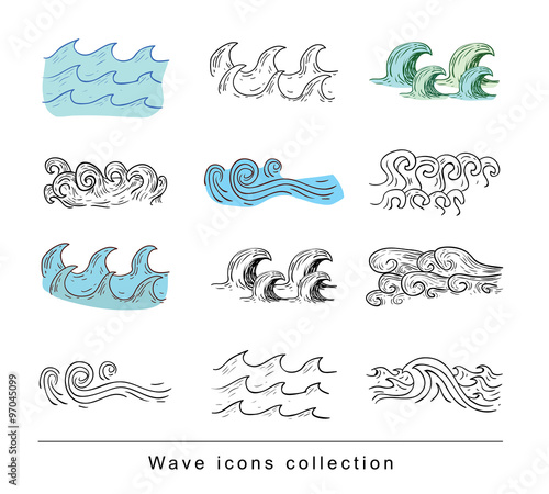 Ocean or sea waves. vector illustration.