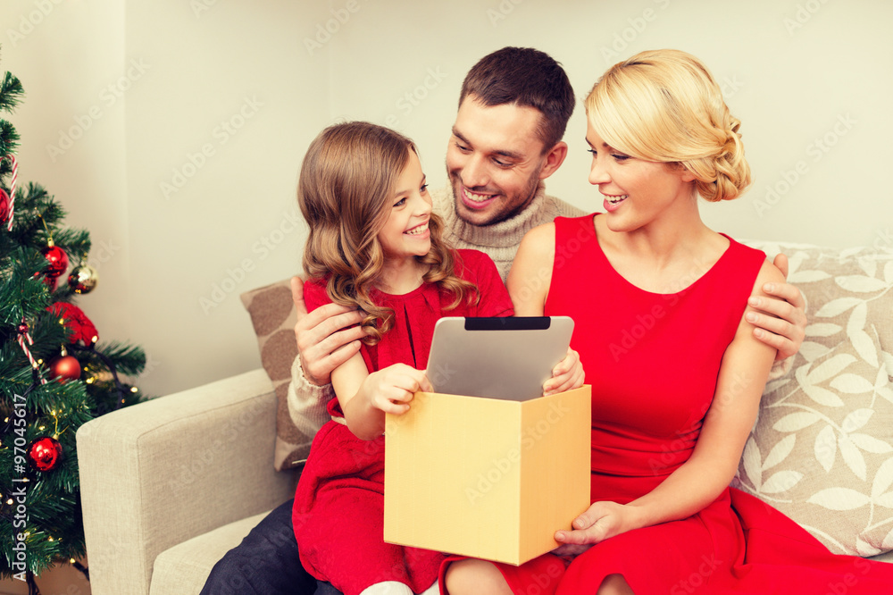 smiling family with tablet pc smiling family with tablet pc