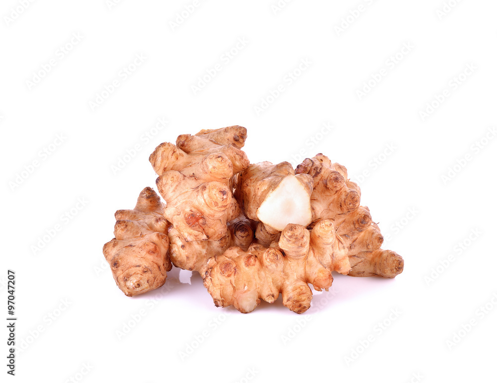 Jerusalem artichoke on  white background