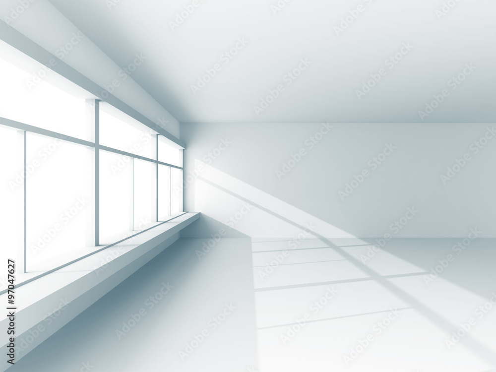 Fototapeta premium light white room interior with big window