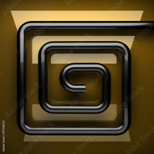 yellow metal plate with some reflection and black elements