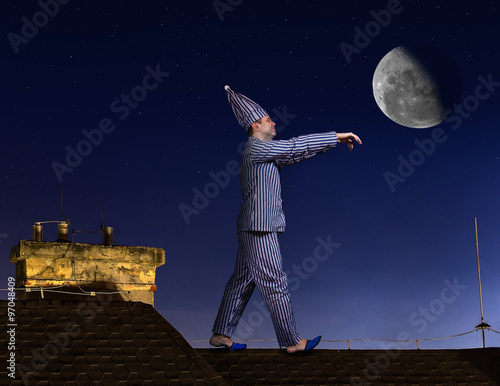 somnambulist walking on the roof