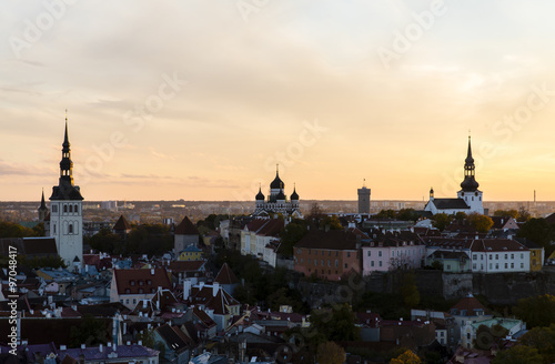 Three orthodox churches in the old town of Tallinn, Estonia