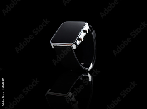 close up of black smart watch