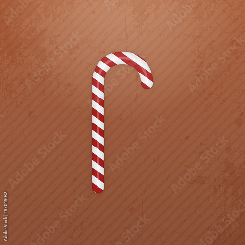 Realistic Christmas white red striped Candy Cane
