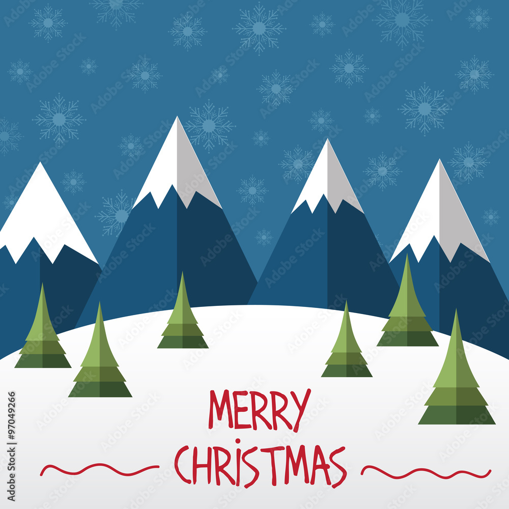 Fototapeta premium Christmas card in flat style