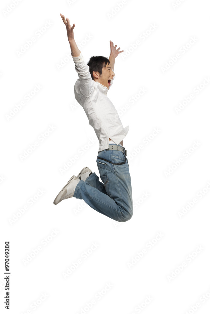 Portrait of a young man mid-air Portrait of a young man mid-air
