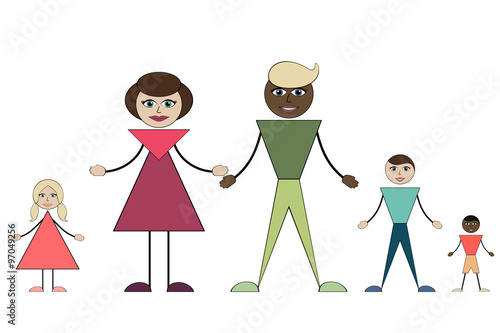 Intermarriage. Young family with three children.