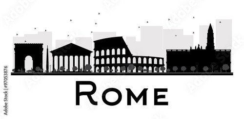 Canvas Print Rome City skyline black and white silhouette