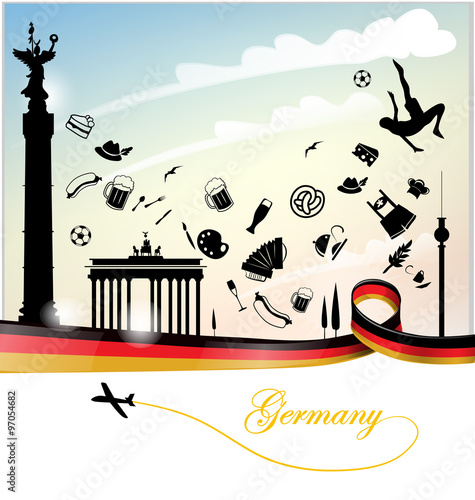 Germany background with flag and symbol set
