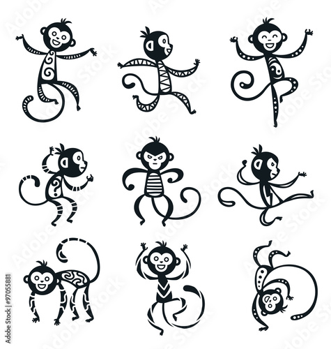 Chinese New Year monkey vector decoration icons
