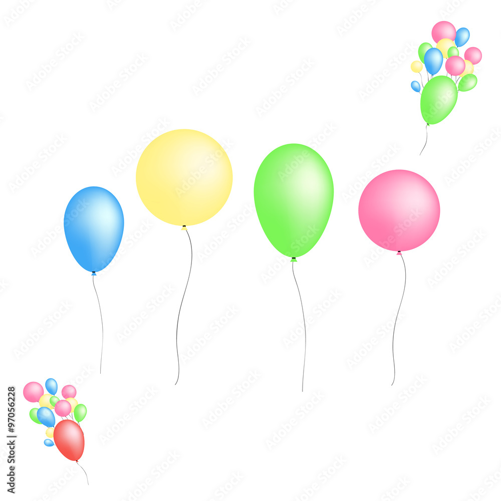 Color glossy balloons isolated on white background