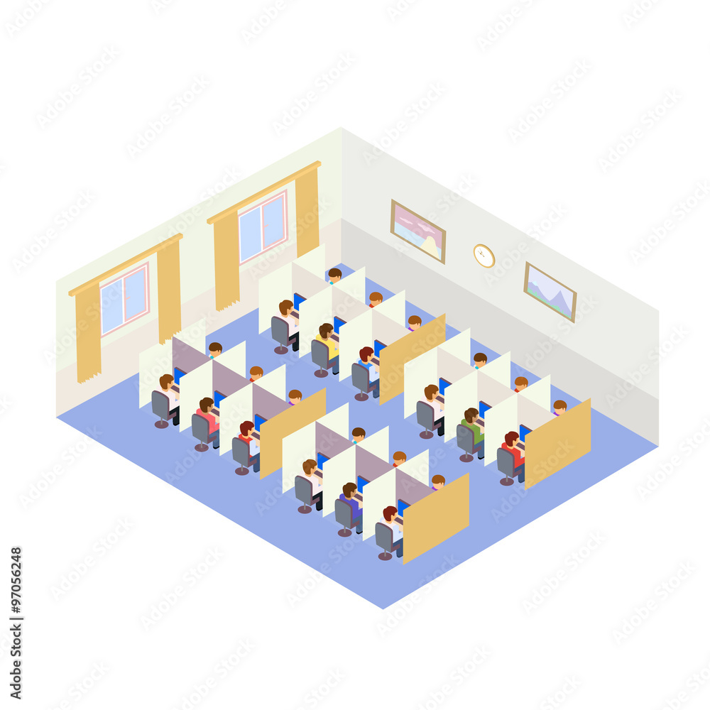 Call Center Jobs People. Isometric style Call Center Jobs People. Isometric style