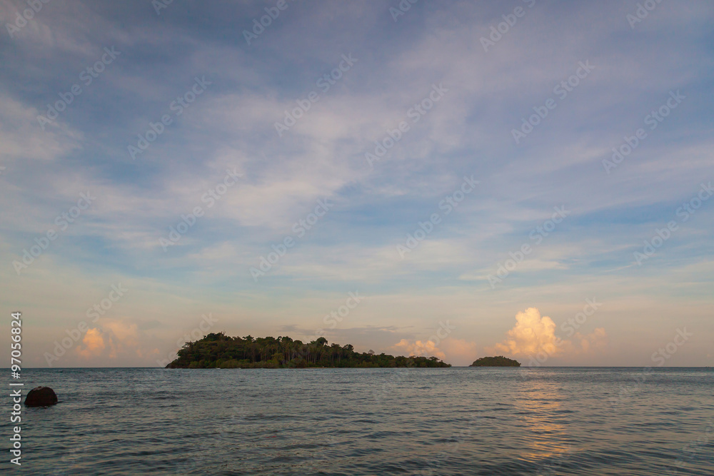 Small island at sunset