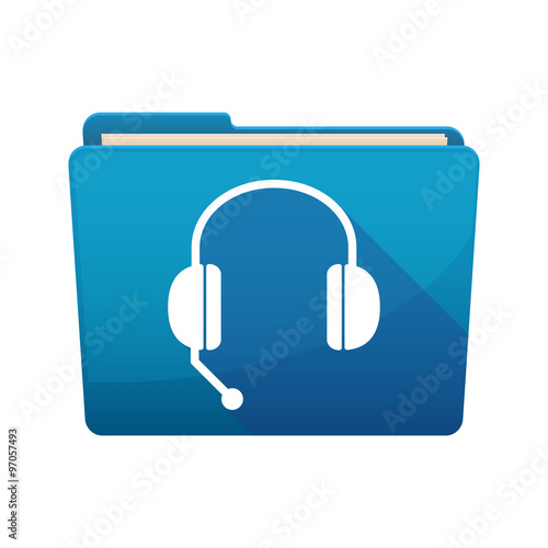 Long shadow  binder with   a hands free phone device