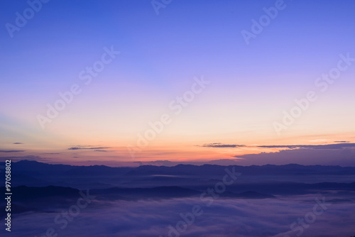 twilight before the sunrise at the mountain 