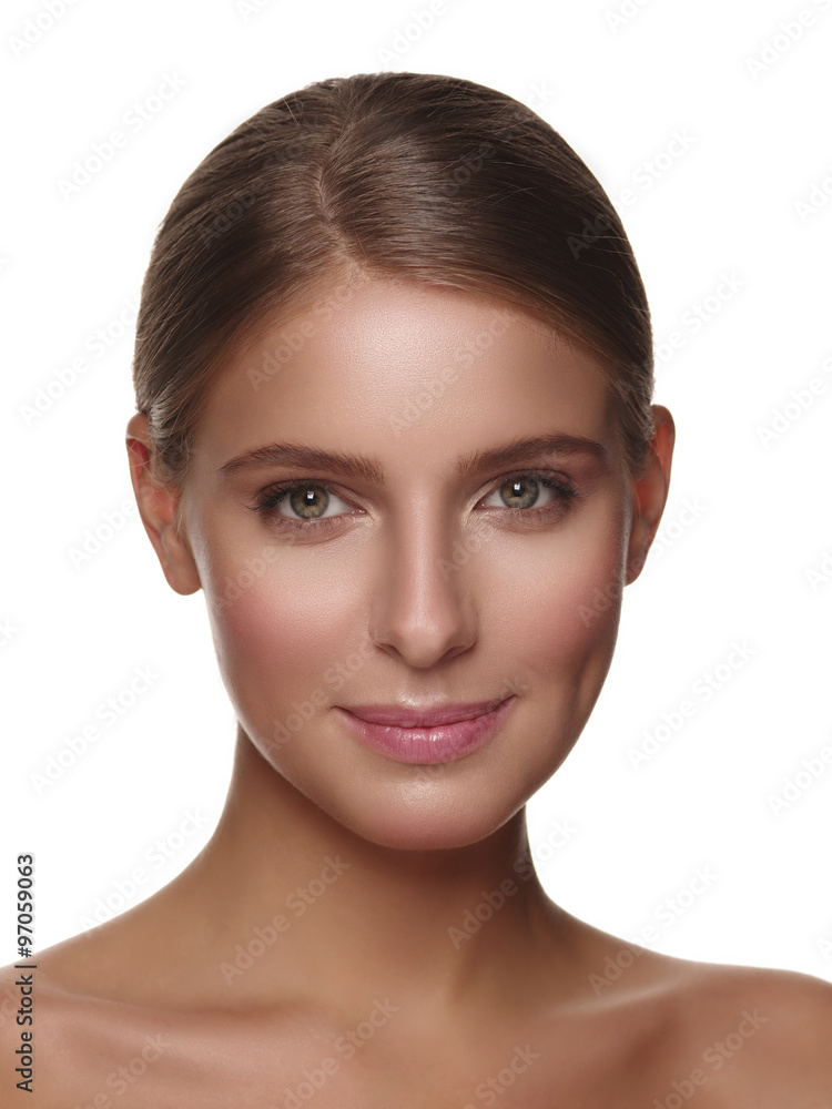 Obraz premium Portrait of a young healthy and beautiful girl with nude make up