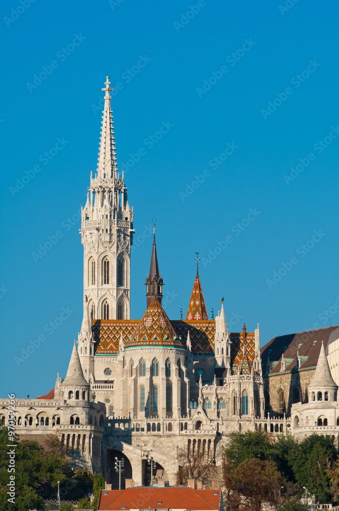 Matthias Church from Pest side. Budapest, Hungary, Europe