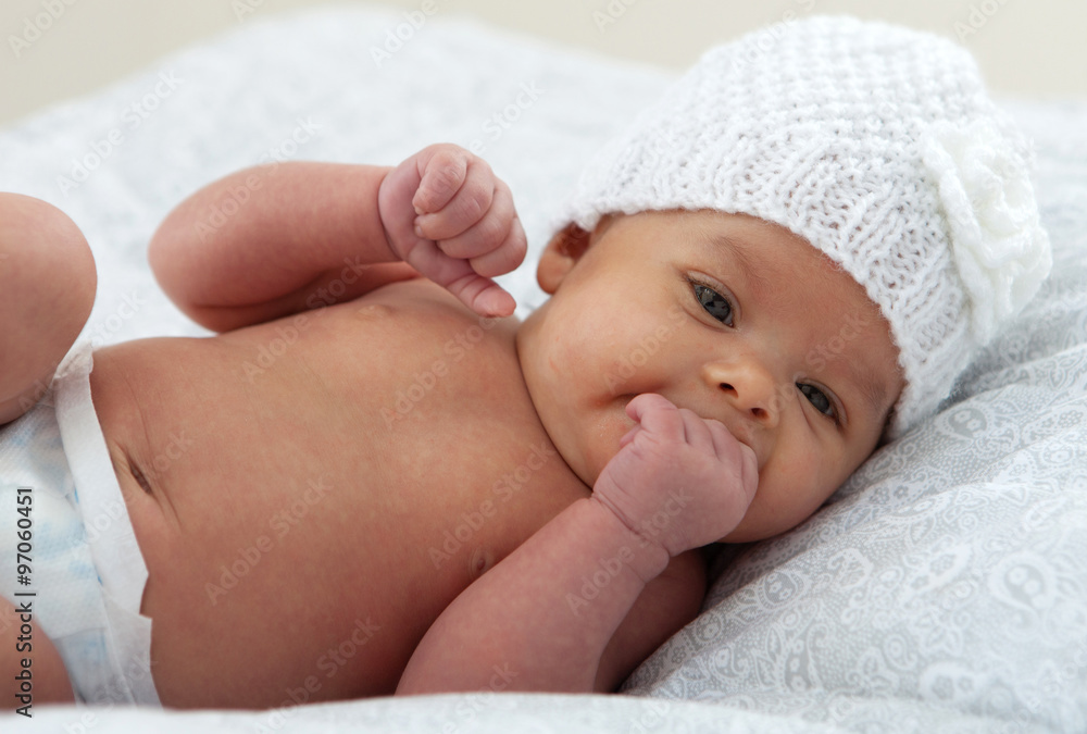 Beautiful baby with wool cap Beautiful baby with wool cap