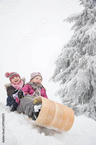 Fototapeta Girls on toboggan