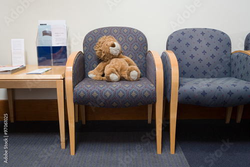 Toy lion in hospital waiting room