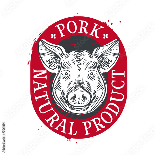 pork vector logo design template. pig or meat icon