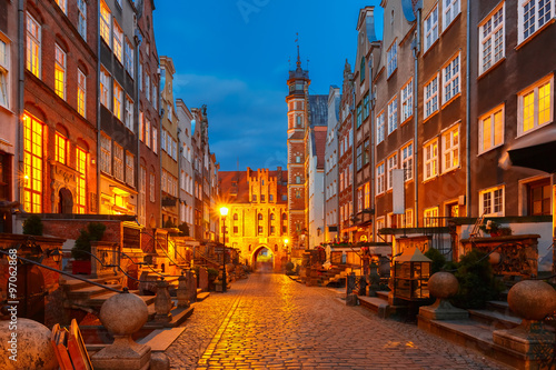 Mariacka street and gate, Gdansk Old Town, Poland