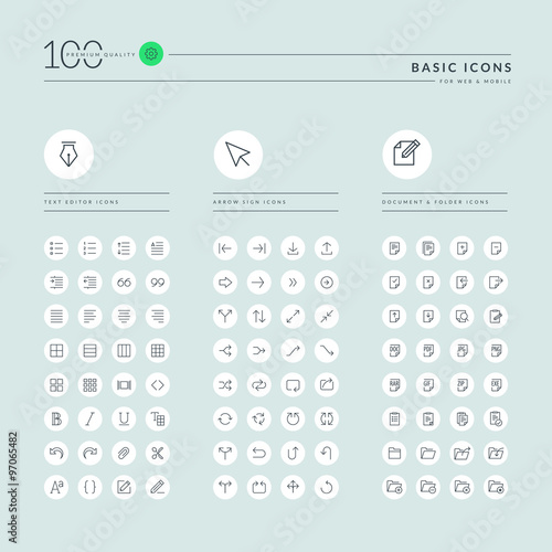 Basic thin line web icons collection. Icons for web and app design.