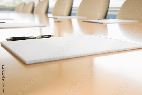 Notepads on conference table