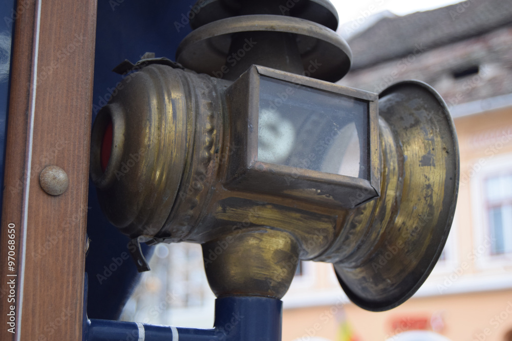 Lamp on old wagon