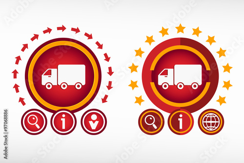 Truck icon on creative background