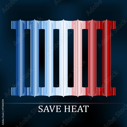 Save heat colored radiator illustration