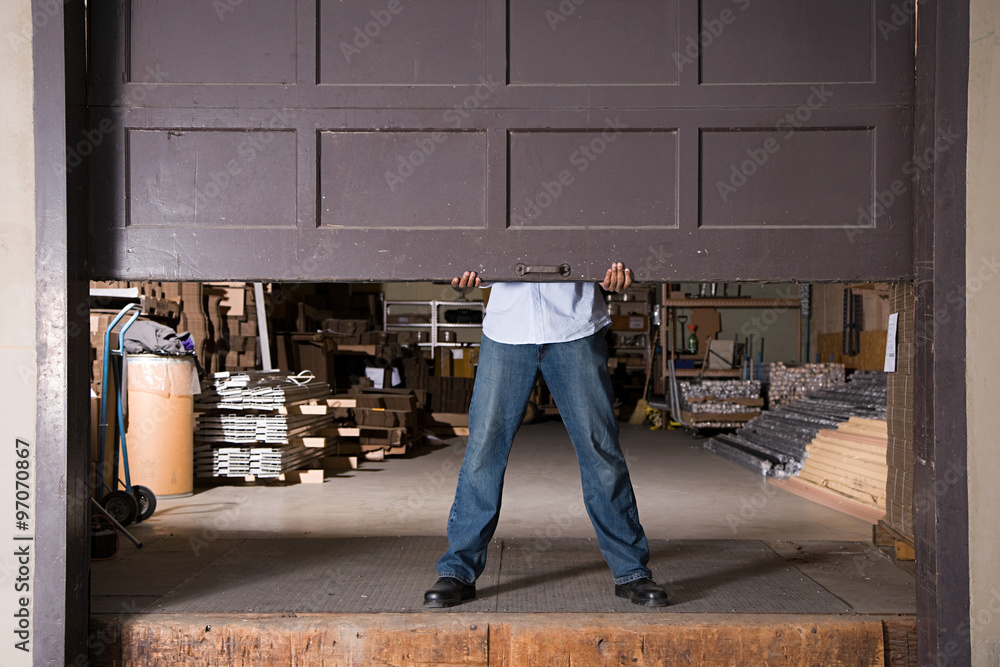 Opening warehouse door Opening warehouse door