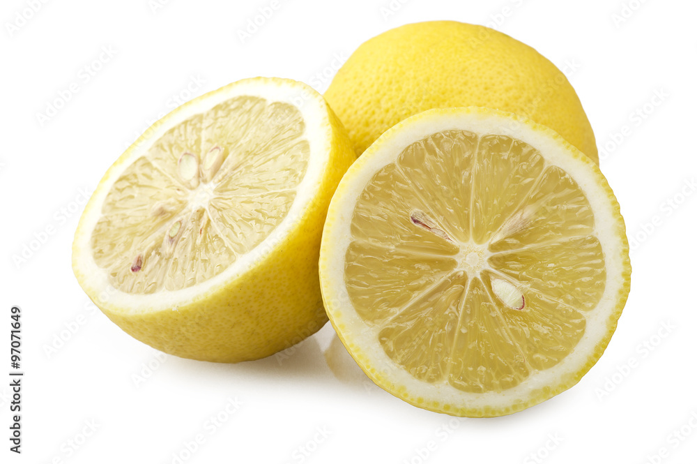 Fresh lemon slice on the white background Fresh lemon slice on the white background