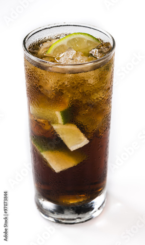 Fresh made Cuba Libre (isolated on white)