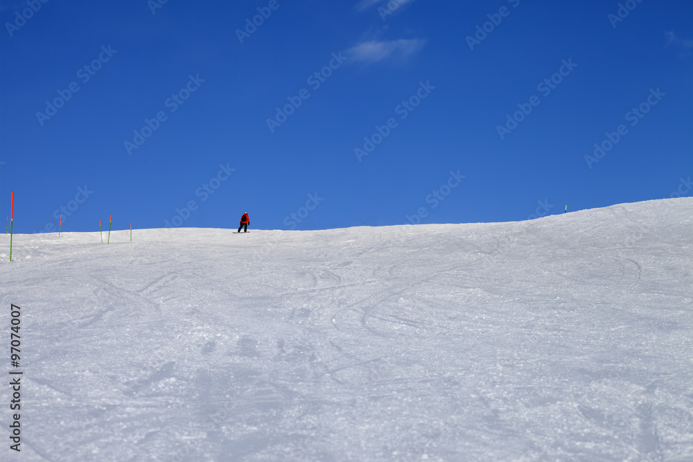 Ski slope in nice sun day