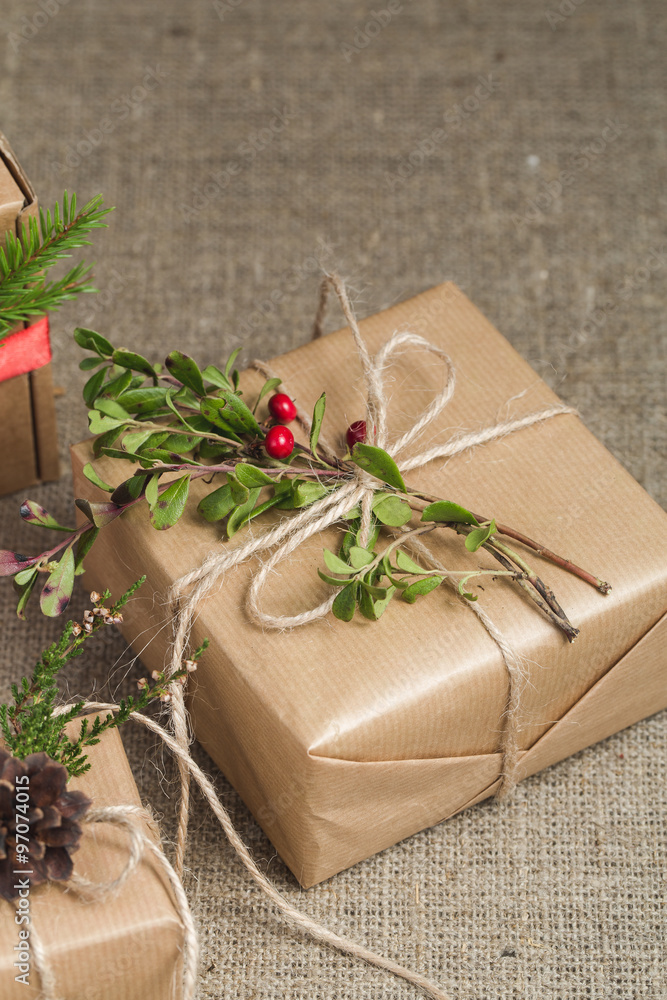 Handmade christmas gifts on a table.