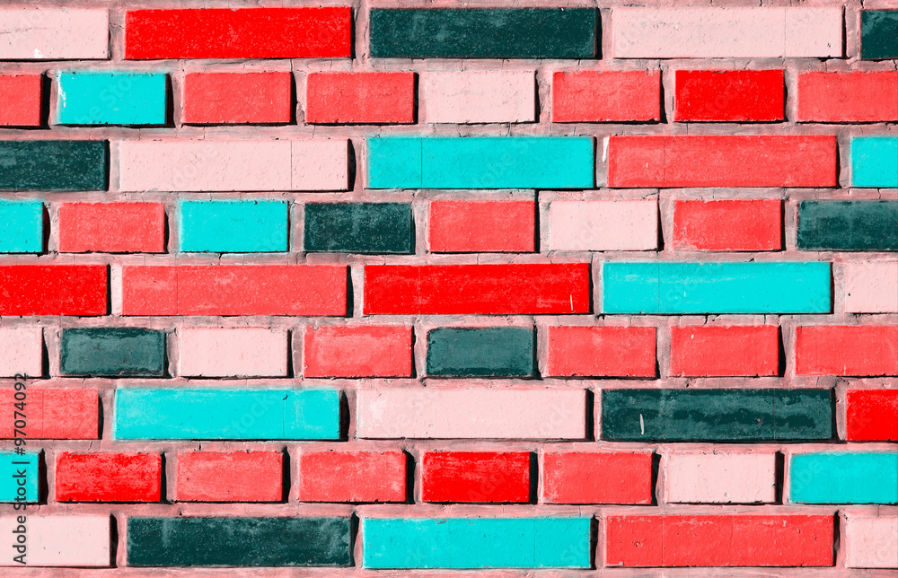 Obraz premium Colourful brick wall as background