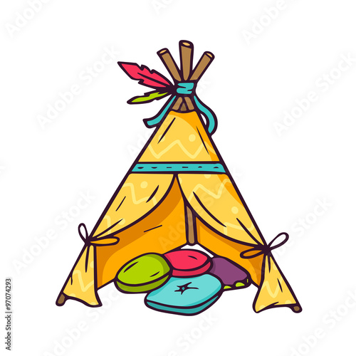 Indian wigwam for kids room isolated on white