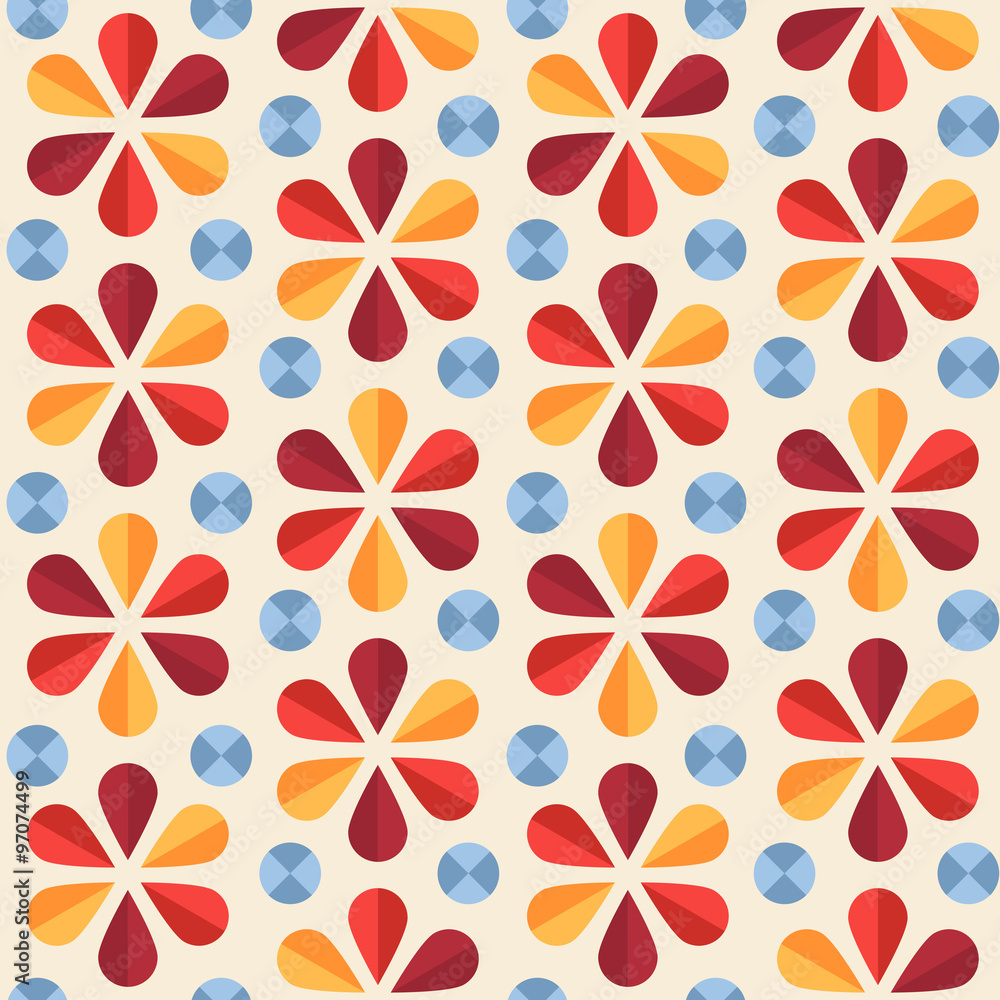 Vector floral seamless pattern, origami style Vector floral seamless pattern, origami style