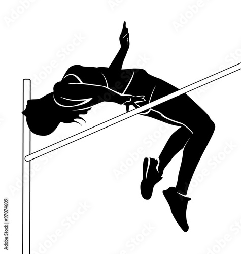 Vector silhouette of a female high jumper