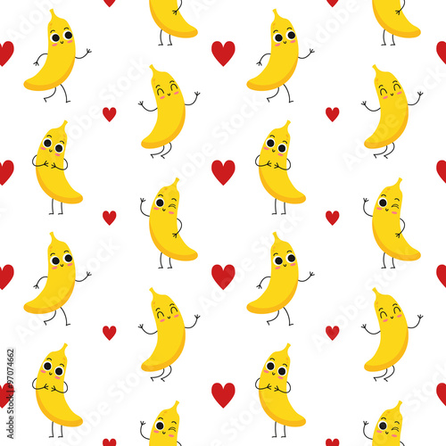 Bananas, vector seamless pattern