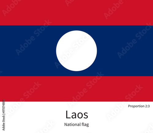 National flag of Laos with correct proportions, element, colors