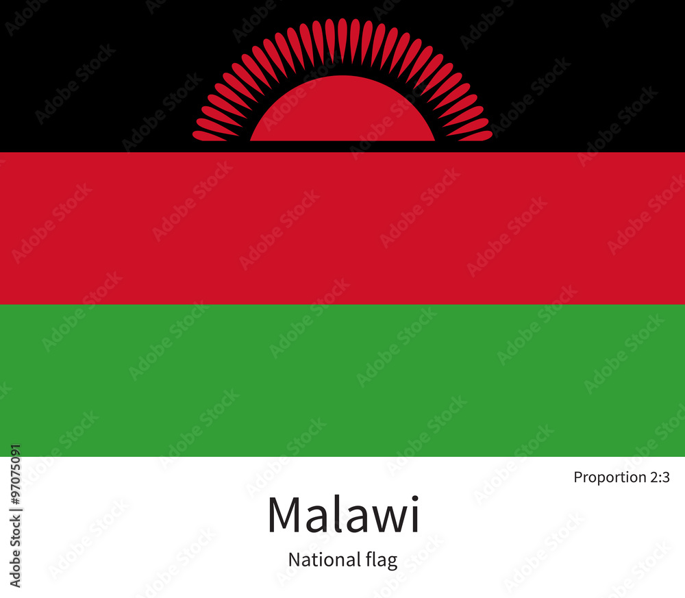 Obraz premium National flag of Malawi with correct proportions, element, colors