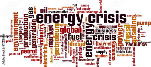 Energy crisis word cloud concept. Vector illustration