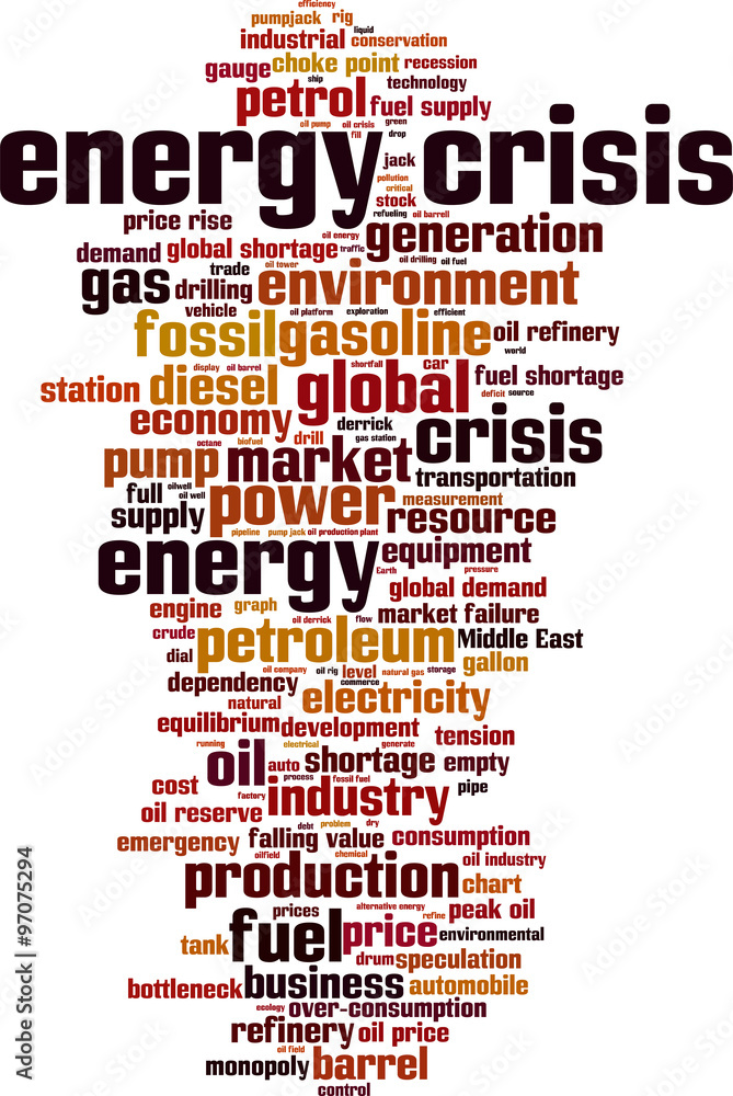 Energy crisis word cloud concept. Vector illustration