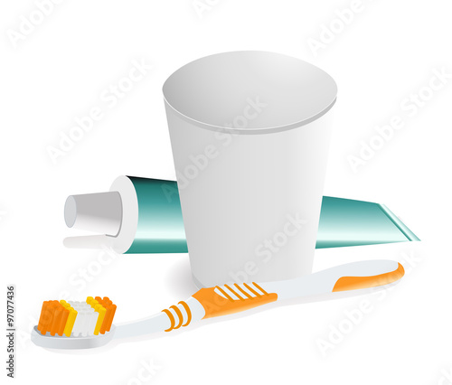 dental hygiene objects on white